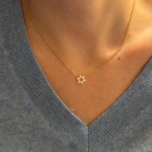 Collier Plaqué Or Maguen David strass 
