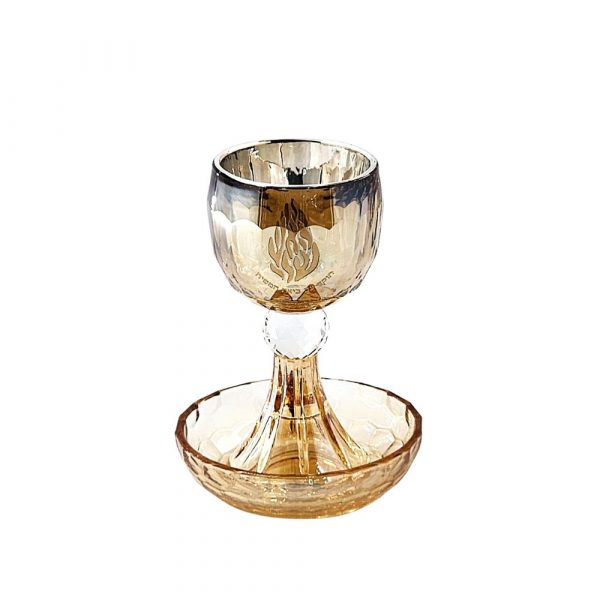 A14045 verre a kidouch cristal Flamme Rabbi Nahman de Breslev