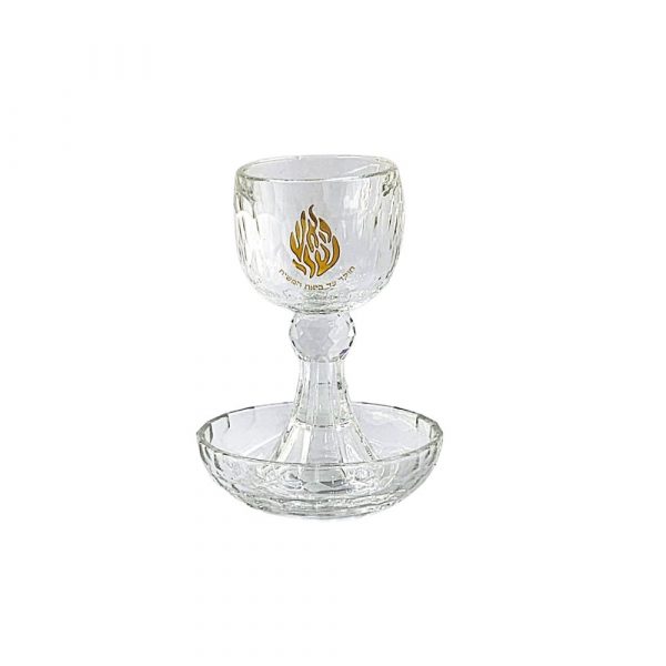 A14050 verre a kidouch cristal Flamme Rabbi Nahman de Breslev