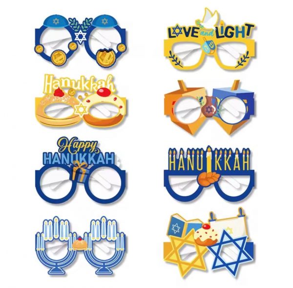 le lot de 8 lunettes de Hanouka en carton