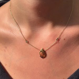 flamme plaque or lisse Collier Flamme Rabbi nahman de Breslev en Plaqué Or