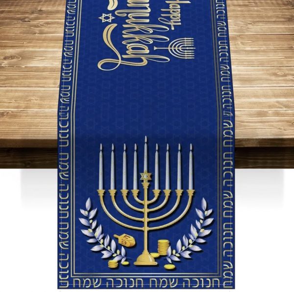 Chemin de table en lin Hanouka