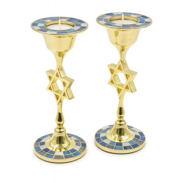 MCCS3032G Bougeoir de Shabbat ✡ Maguen David ✡