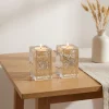 Bougeoir de Shabbat en Cristal avec plaque en Métal