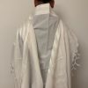 Talit Chaharit  blanc et argent gros fils