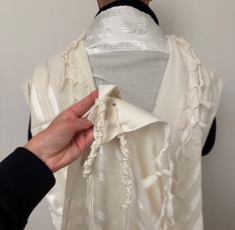 Talit Chaharit bandes blanches gros fils