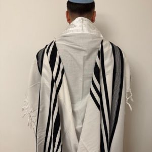 Talit Chaharit bandes noires gros fils