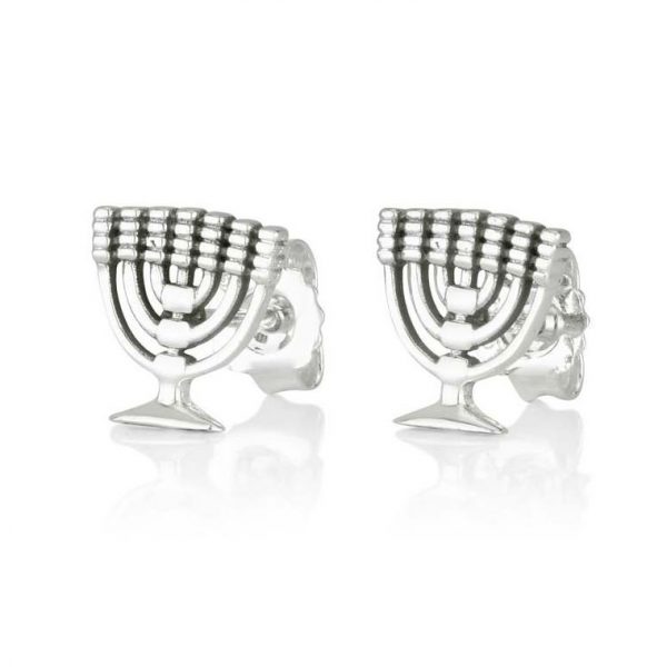 Boucles d’oreilles Menorah en argent