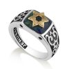 bague en pierre d’Eilat avec étoile de David Argent et plaquée or