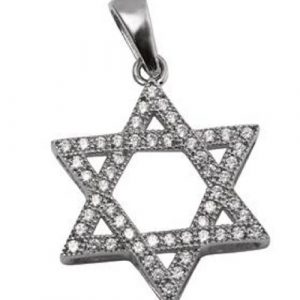 Pendentif Étoile de David Argent incrusté en zircon