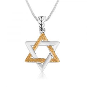 Pendentif étoile de David en argent et plaqué or
