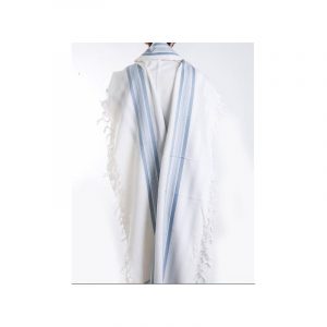 Talit Cha’harit bleu ciel et argent gros fils