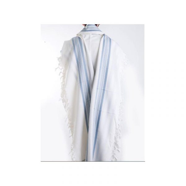 Talit Cha’harit bleu ciel et argent gros fils
