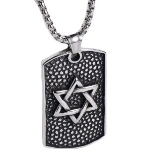 Pendentif  Maguen David sur plaque avec chaîne 