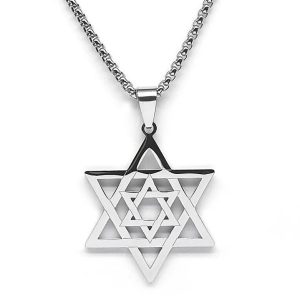 Collier et pendentif Double Maguen David en acier