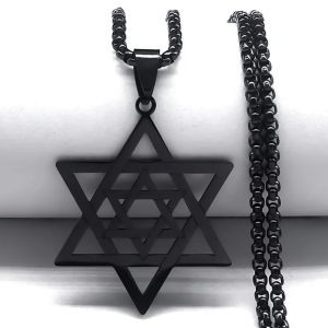 Collier et pendentif Double Maguen David en acier