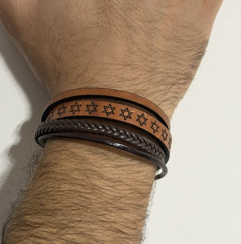 Bracelet cuir ✡ Maguen David ✡ pour Homme