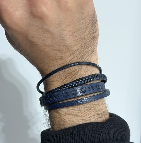 Bracelet cuir ✡ Maguen David ✡ pour Homme