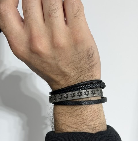 Bracelet cuir ✡ Maguen David ✡ pour Homme
